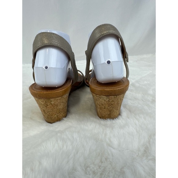 NURTURE Shawen SilverGun Metallic Cork Wegde Strappy Sandals size 9.5 - Picture 4 of 9